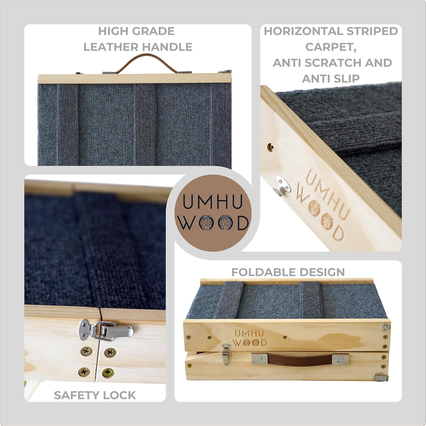 UMHUWOOD Dog Ramp for Couch, Bed, and Car – Adjustable