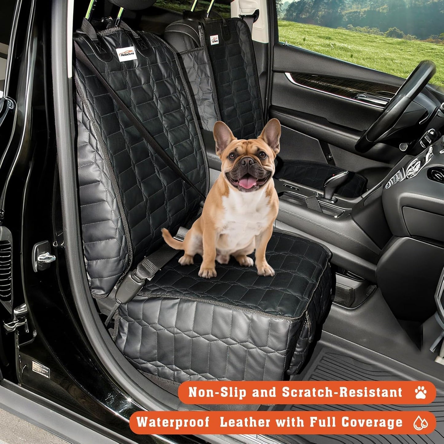 Front Seat Covers for Dogs, Waterproof Leather Dog Car Seat