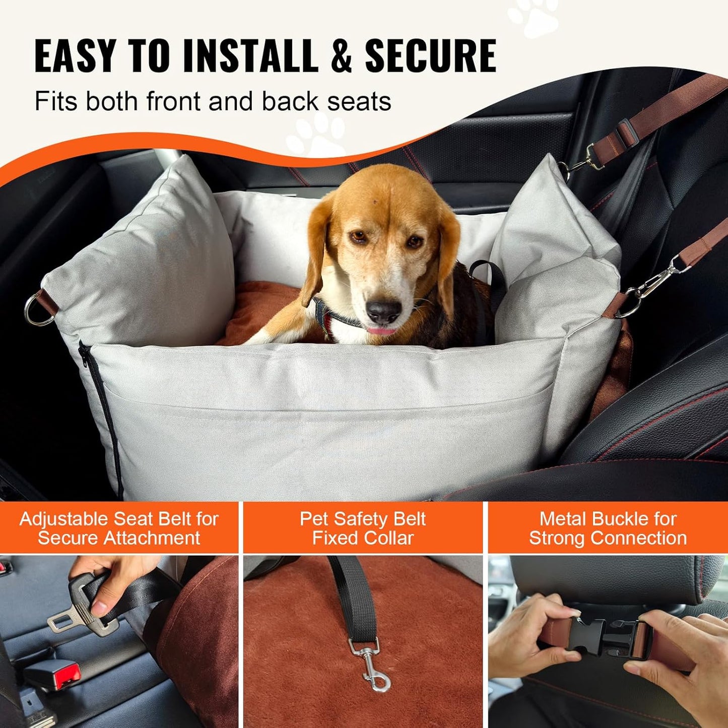 Dog Car Seat, Waterproof Dog Booster Seat for Car with Side