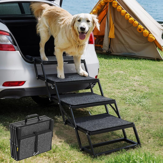 Foldable Dog Steps for Car Truck, 4 Steps Collapsible Dog