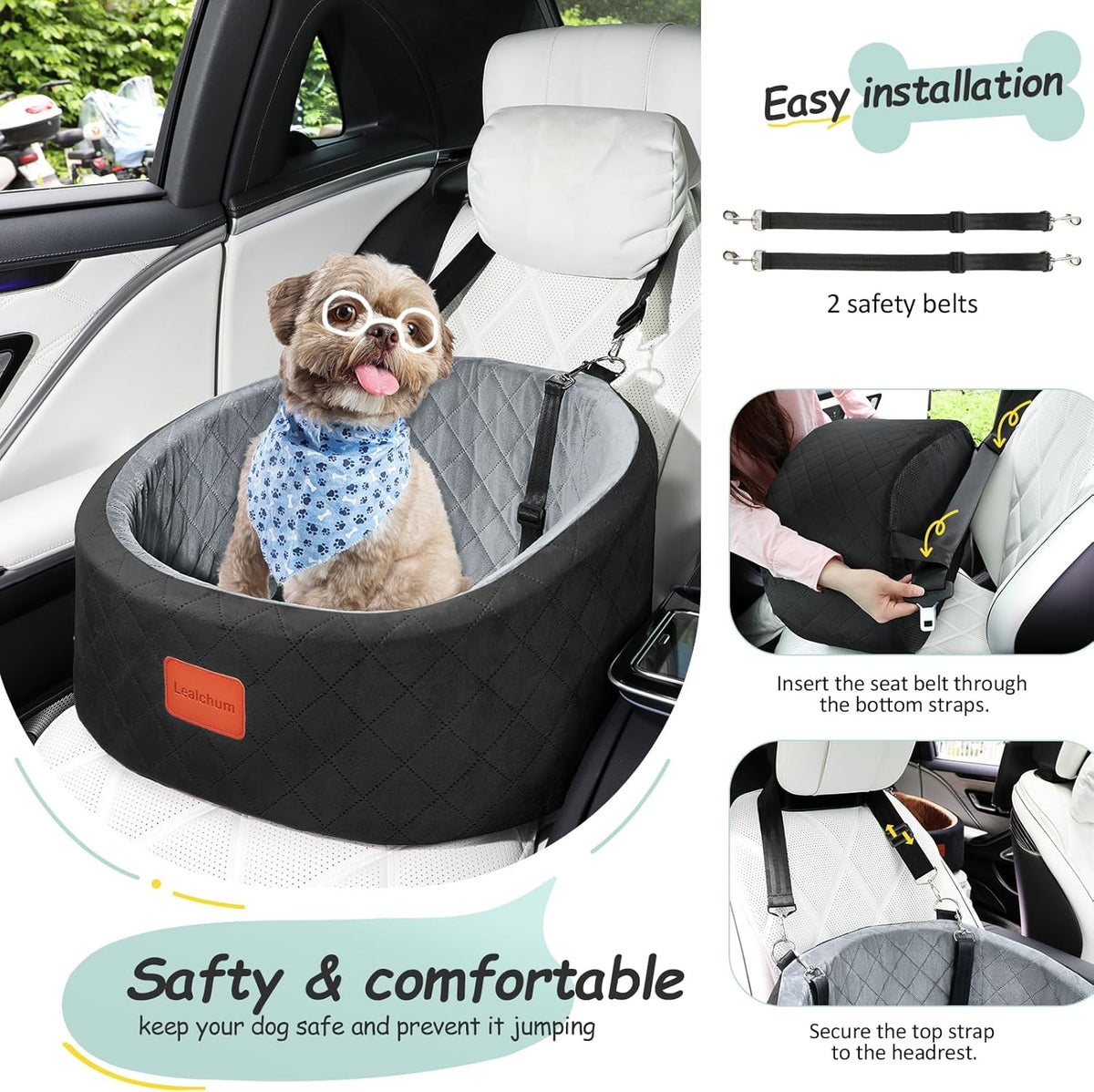 Dog Car Seat for Small Dogs Up to 30 Lbs,Ultra Soft Fabric