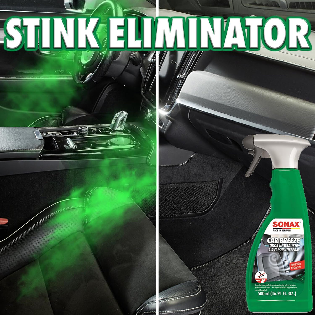 SONAX Car Breeze | Odor Neutralizer for Car Interior | Eliminates Nicotine, Animal & Other Unpleasant Odors | Safe, Organic-Based Formula | Long-Lasting, Pleasant Fragrance | 292241 | 500ml