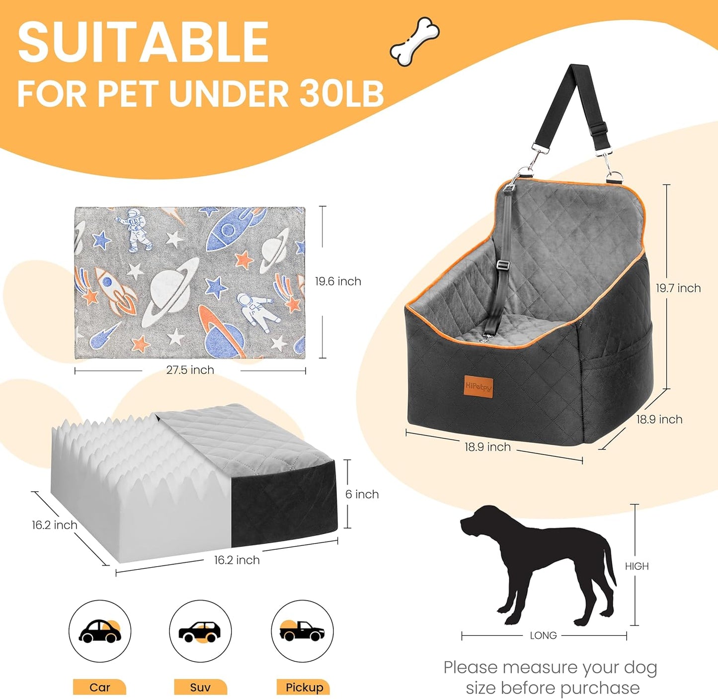 Dog Car Seat for Small Dog, Booster Seat for Dogs Under