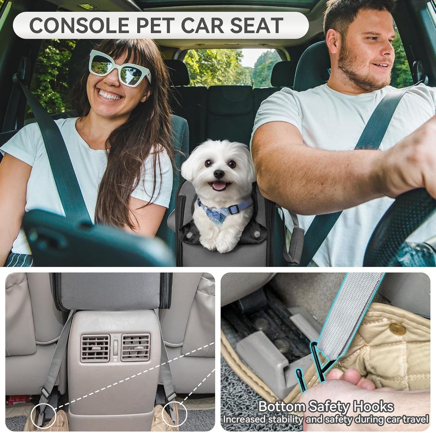 Multipurpose Center Console Dog Car Seat, Airline Approved