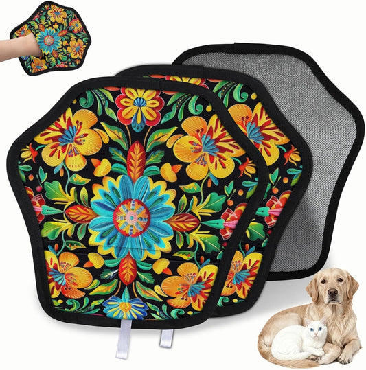 Colorful Flowers Mexican 2Pcs Electrostatic Reusable Pet