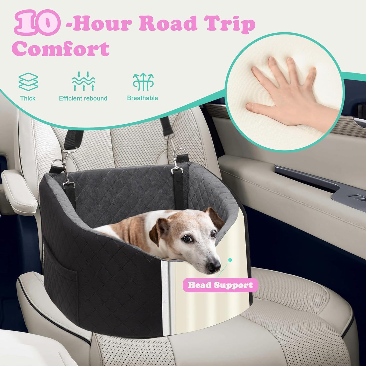 Dog Car Seat for Small & Medium Dogs - Crash-Protective