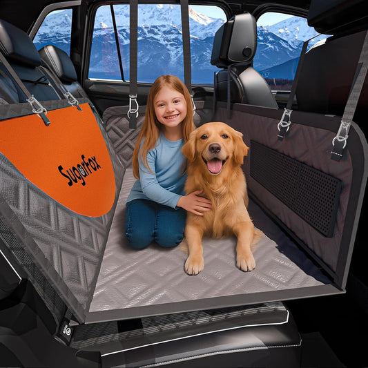 Dog Car Seat Cover for Back Seat - Upgraded PU Leather Dog