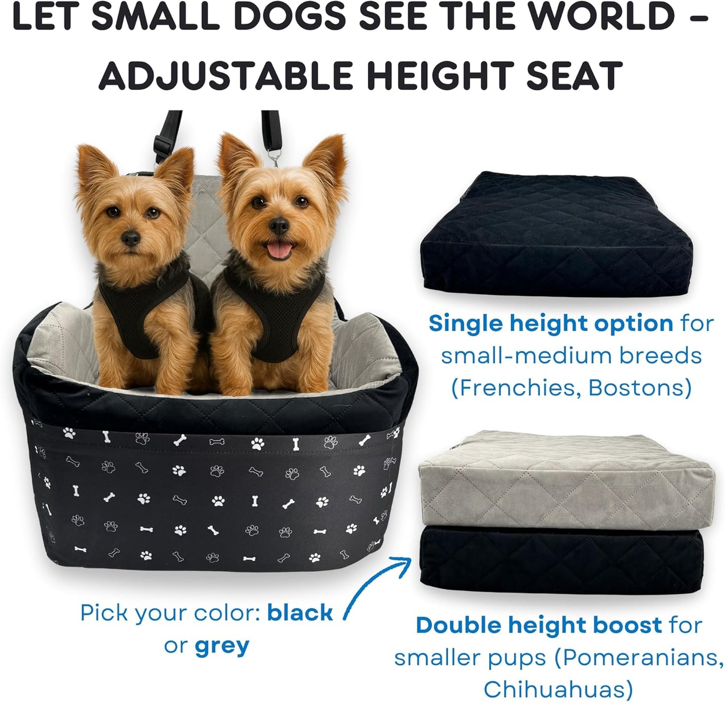 Small Dog Car Seat, Memory Foam Dog Booster Car Seats with
