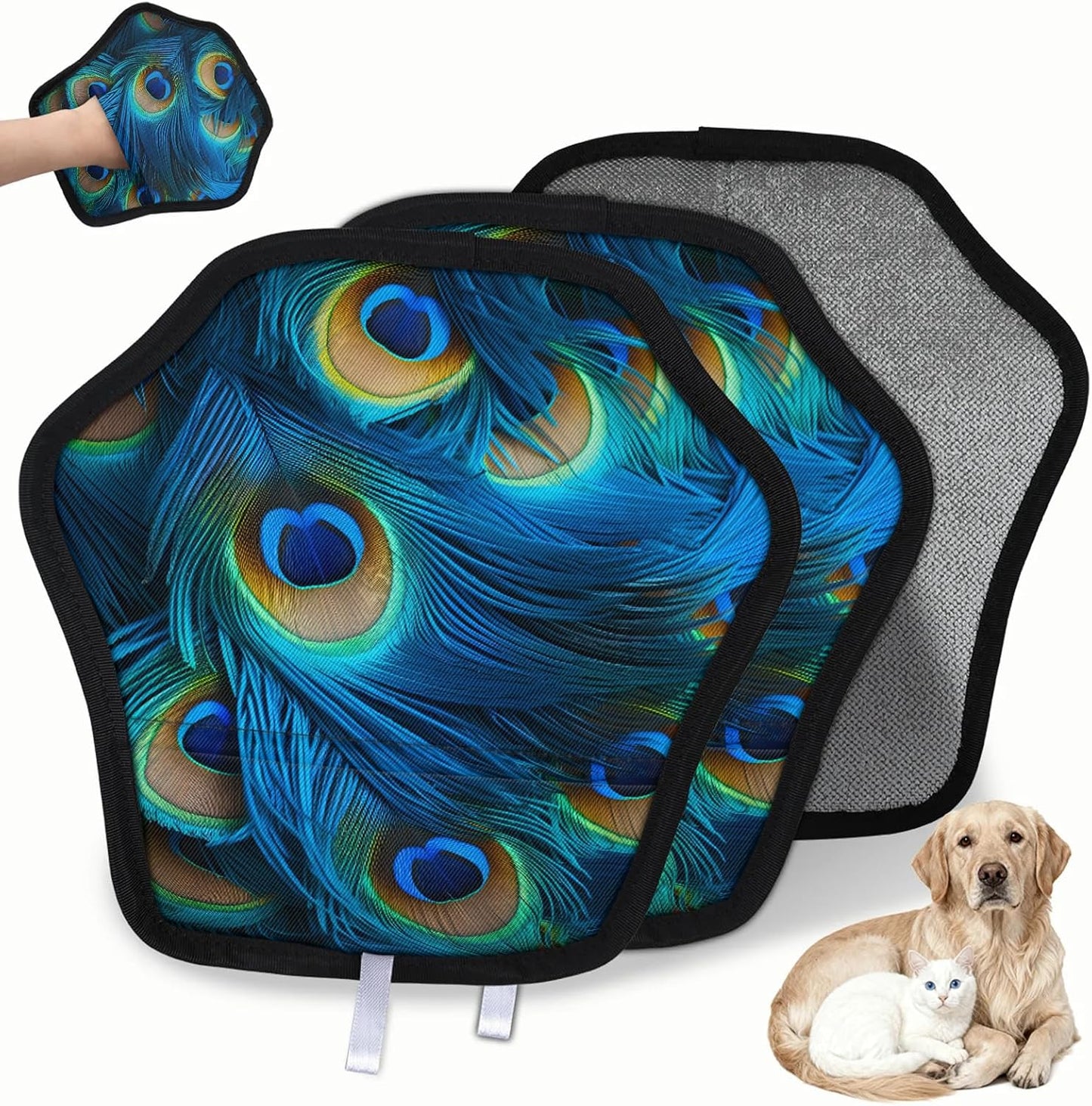 Vivid Peacock 2Pcs Electrostatic Reusable Pet Hair Removal