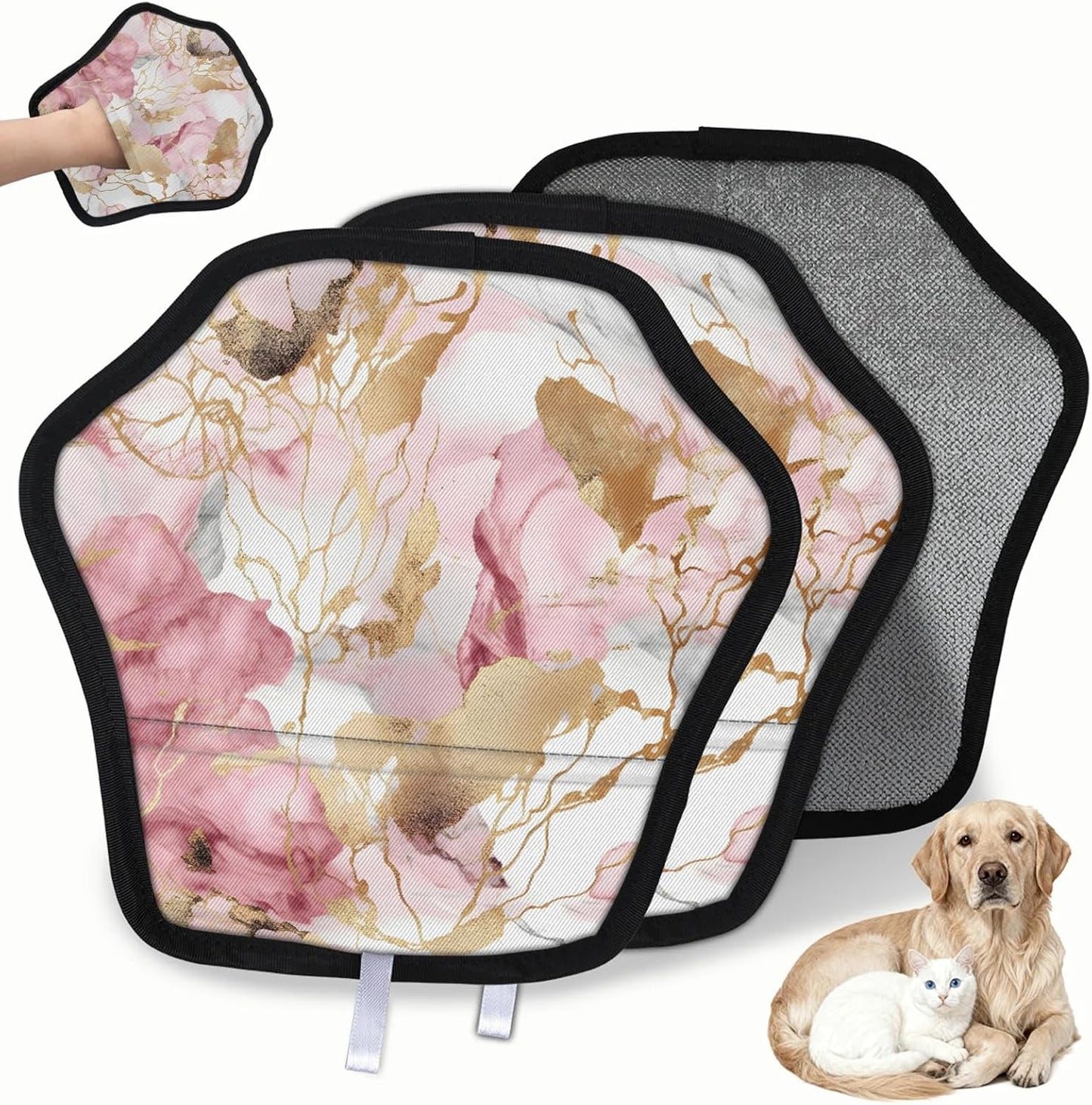 Pink Gold Marble 2Pcs Electrostatic Reusable Pet Hair