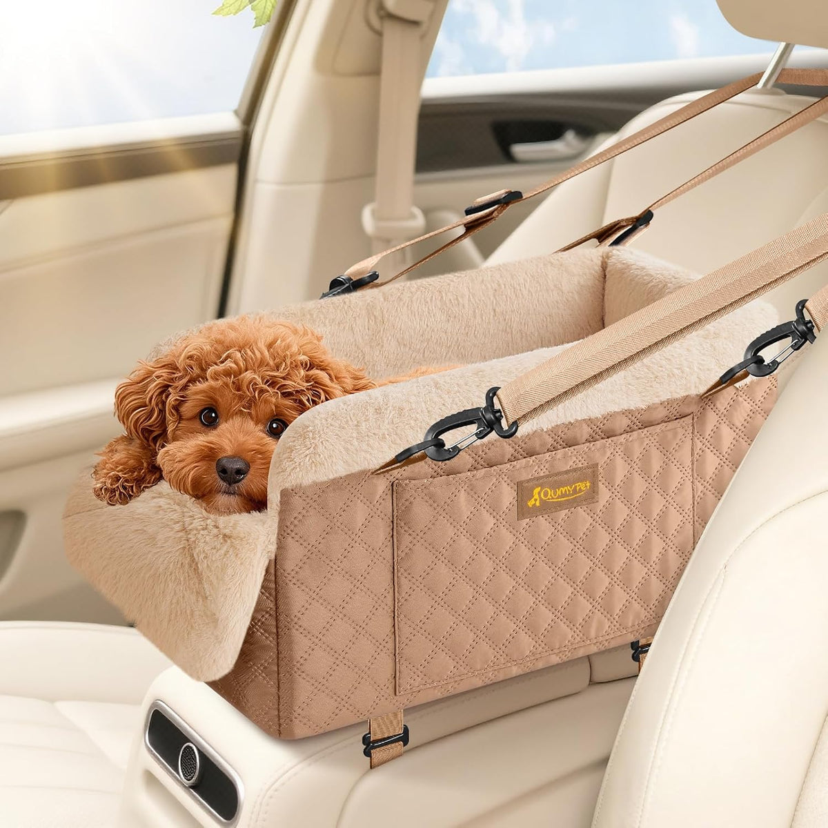 Dog Car Seats for Small Dogs Up to 11lbs, Portable Center
