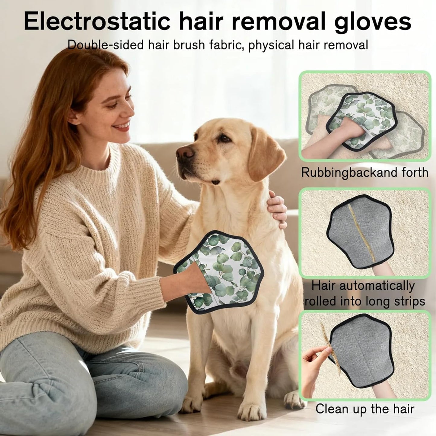 Green Eucalyptus Leaves 2Pcs Electrostatic Reusable Pet