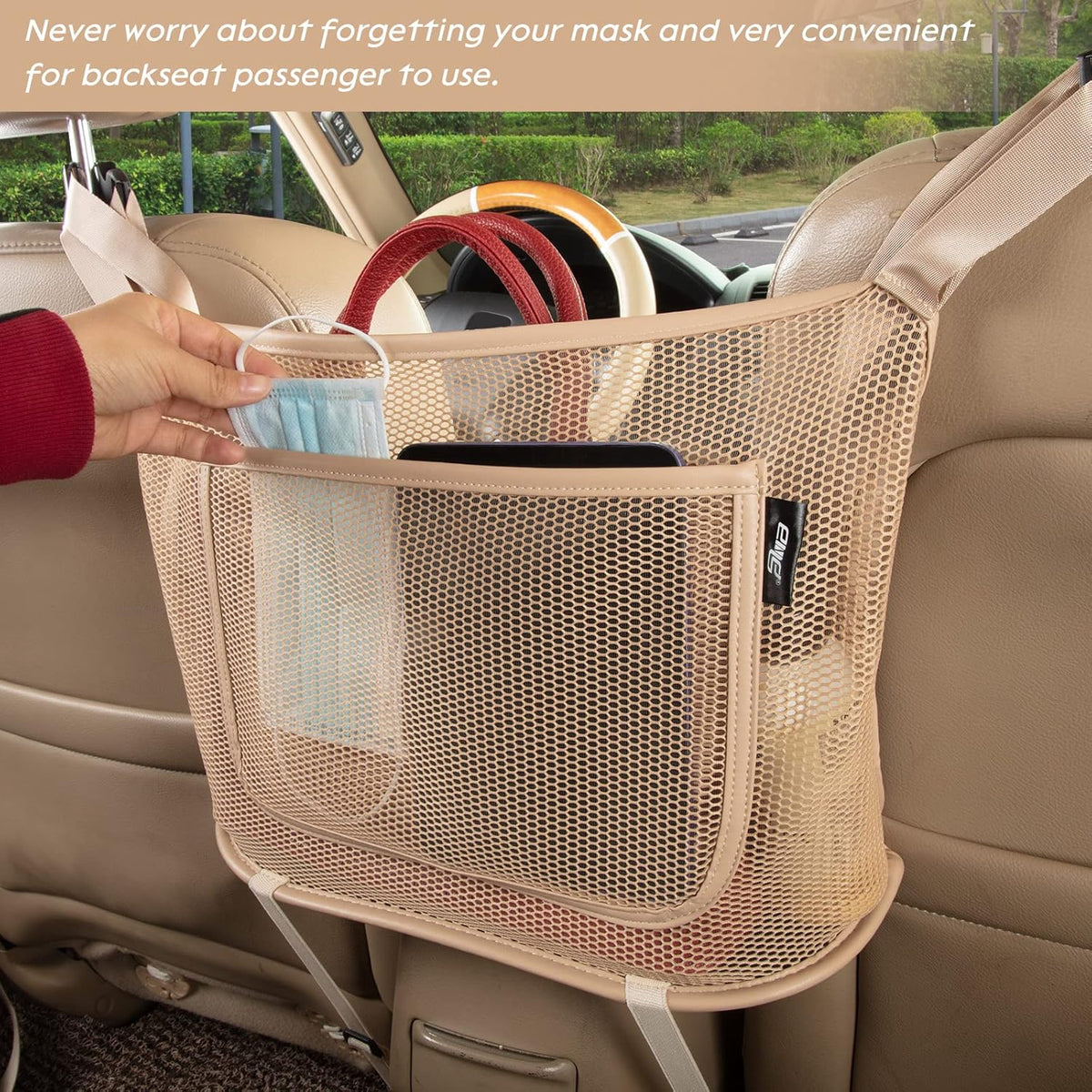 Car Organizers and Storage Mesh Bag, Purse Holder, Car Net