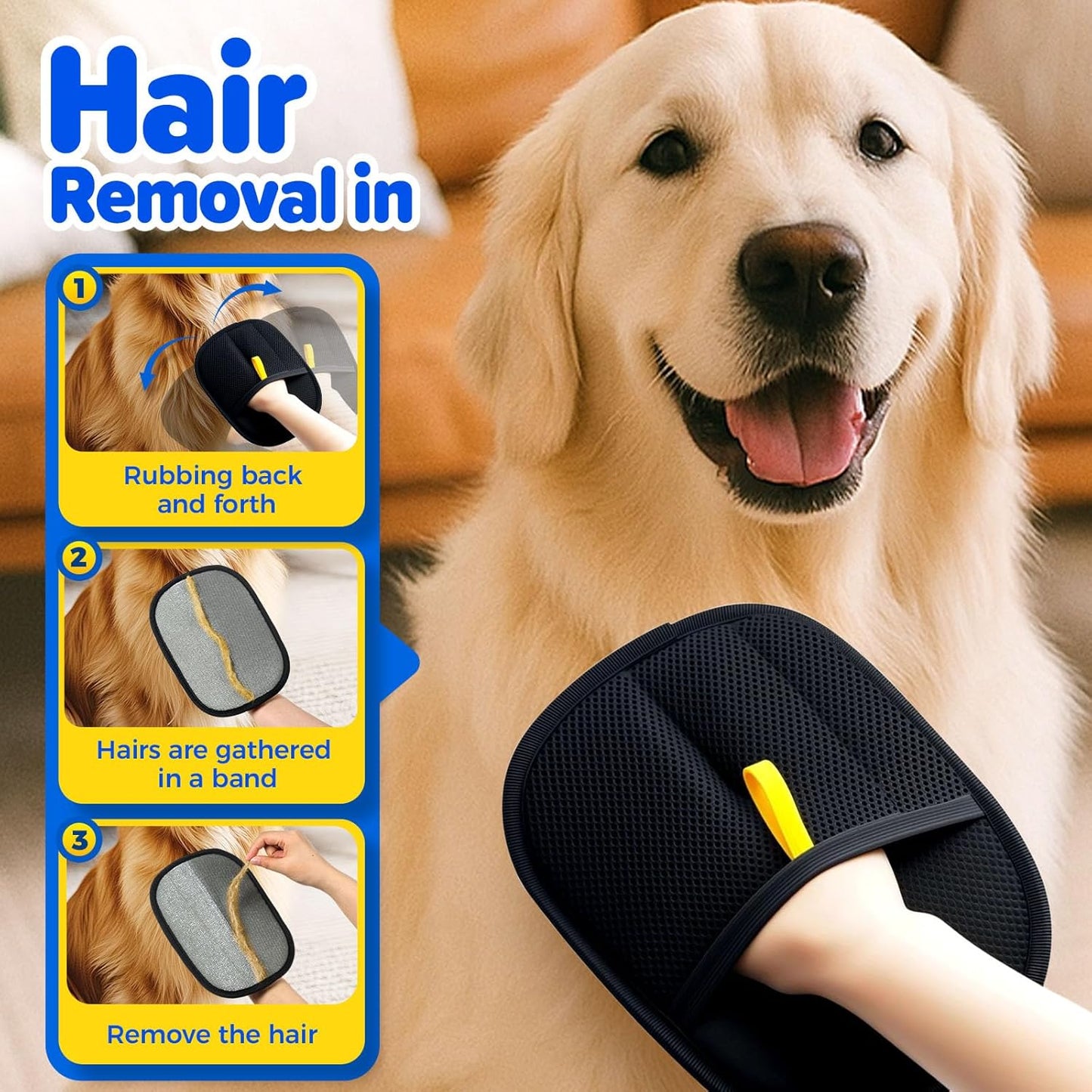 Pet Hair Remover Gloves for Cats & Dogs, Reusable