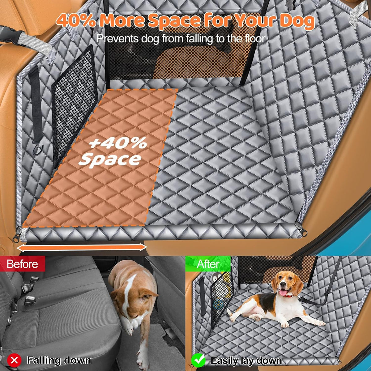 Hard Bottom Dog Car Seat for Large Medium Dogs, Dog Back