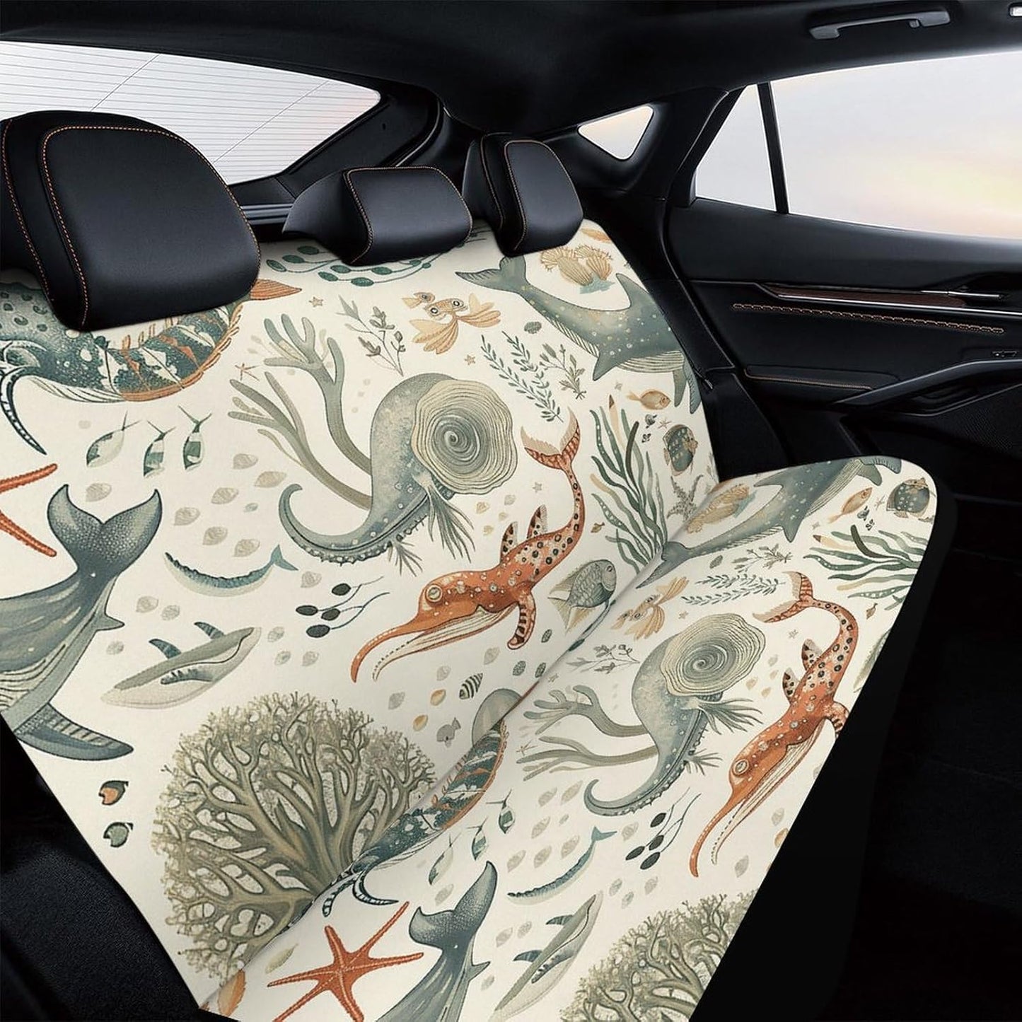 Marine Animal Pattern Dog Car Seat Covers Waterproof Truck