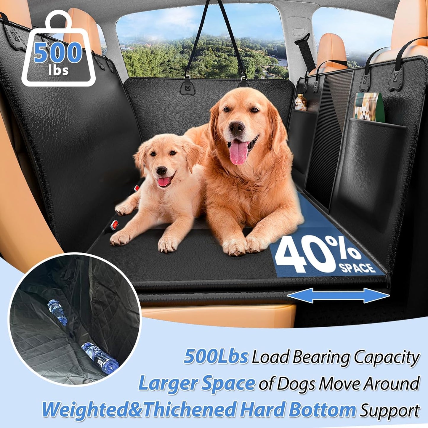 Hard Bottom Dog Car Seat Cover for Back Seat – Waterproof