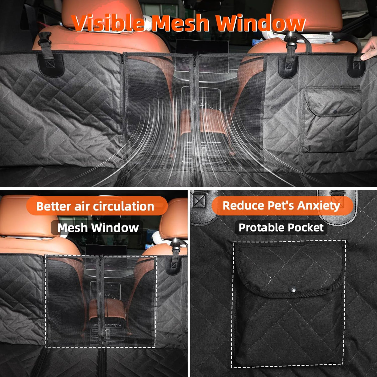 Back Seat Extender for Dogs, 600D Heavy Dog Car Seat Cover
