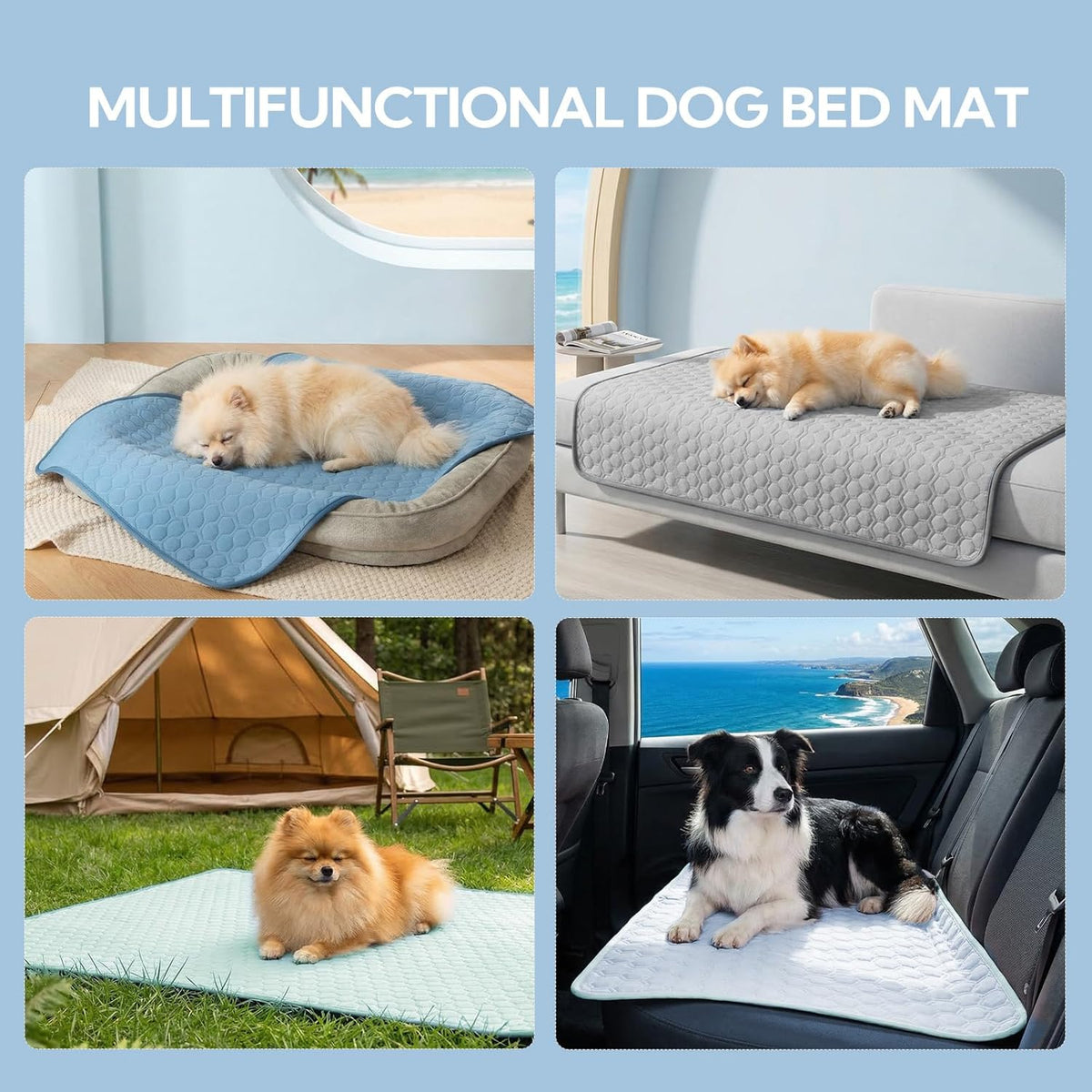 Backseat Dog Cooling Mat for Cars - 24.5"x52" Washable Back