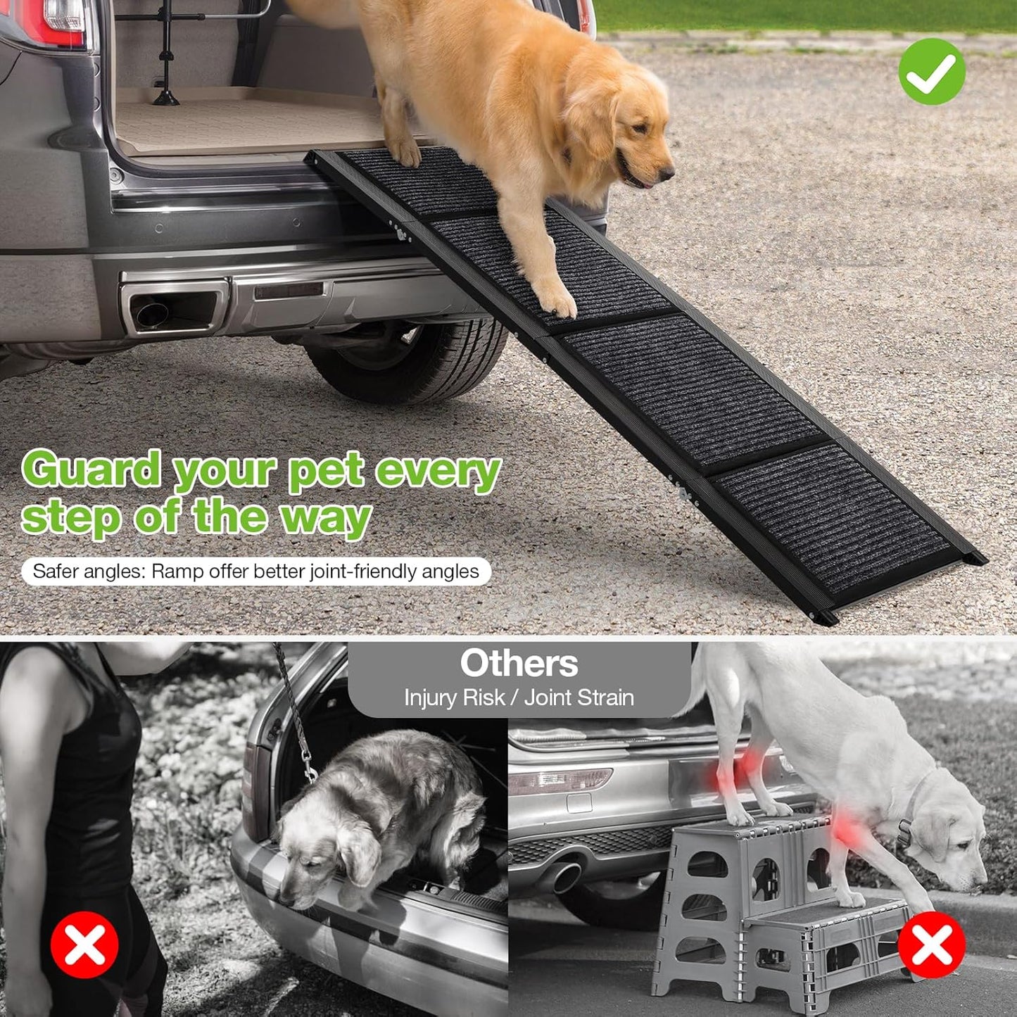 Dog Ramp for Car，63" x 17" Wide Folding Pet Ramp Dog Ramps