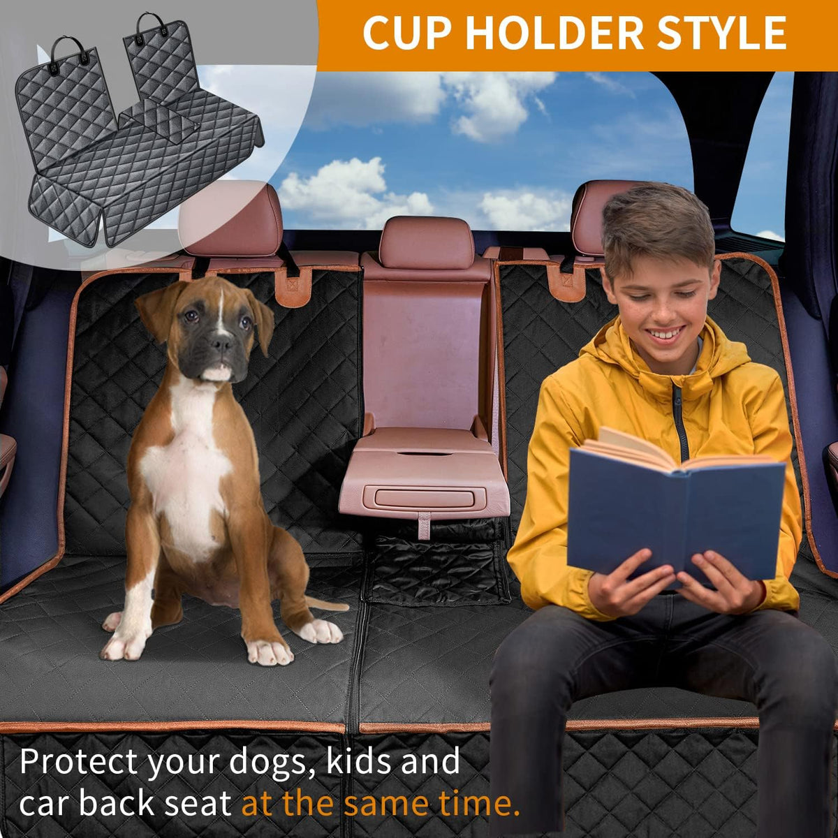 Dog Car Seat Cover for Back Seat,Conversible 2-in-1