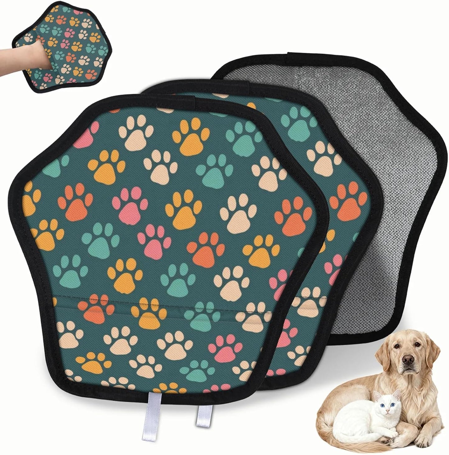 Dog Puppy Paws 2Pcs Electrostatic Reusable Pet Hair Removal