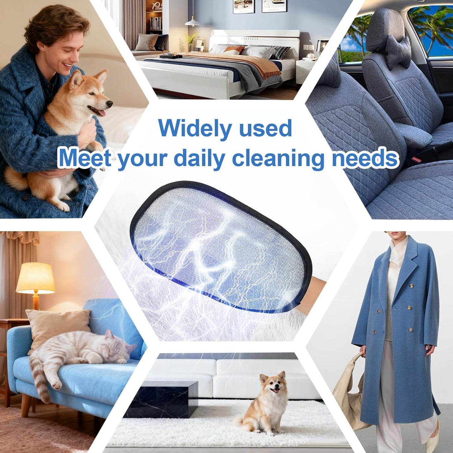 Pet Hair Removal Gloves - Reusable, Anti-Static & Washable