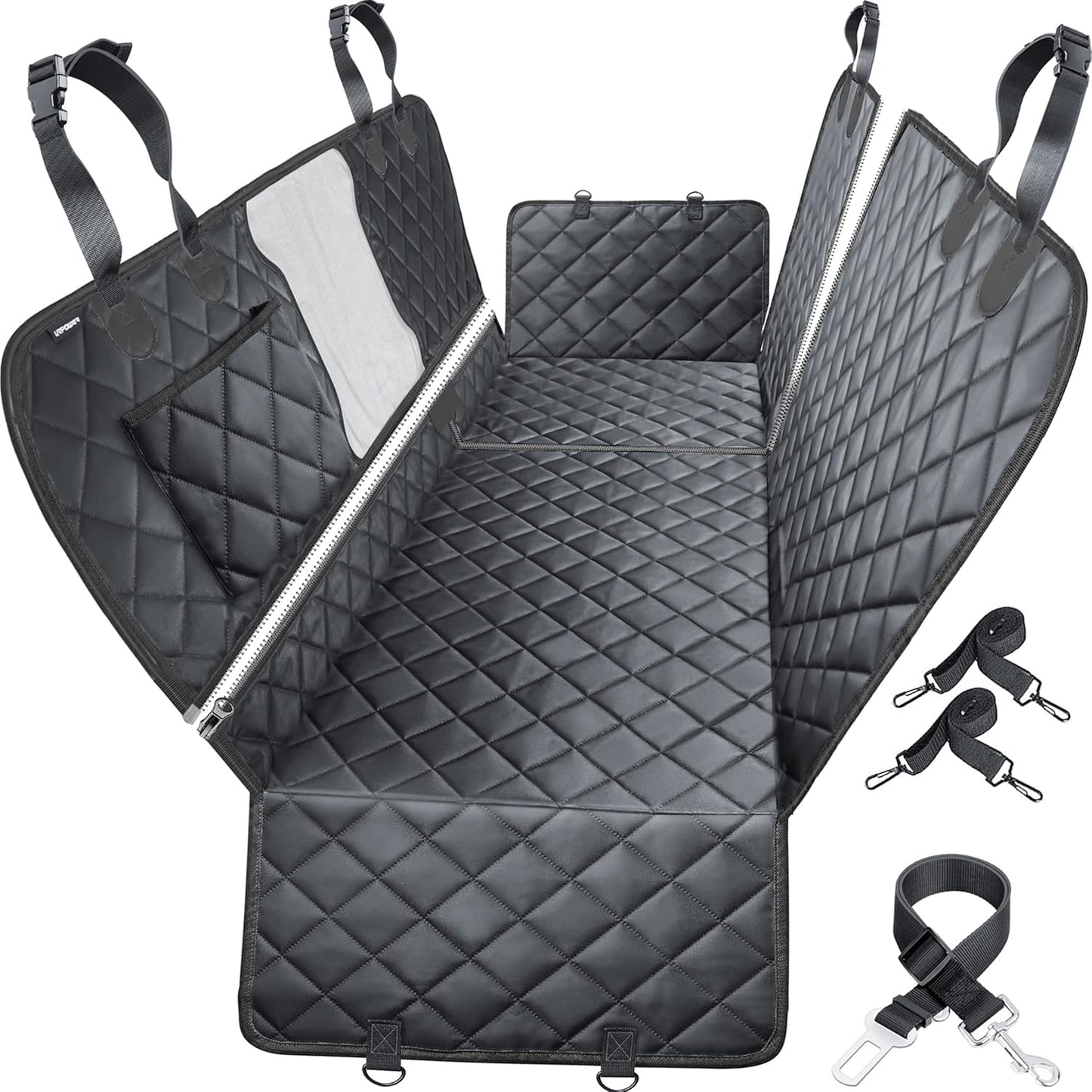 6-in-1 Dog Car Seat Cover for Back Seat, Waterproof Dog Car