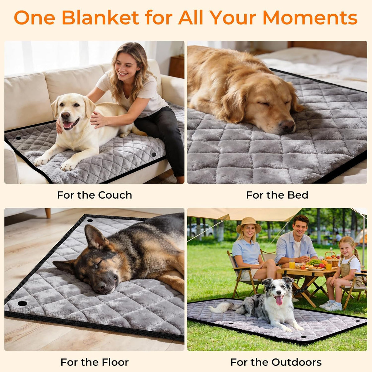 Dogs Back Seat Extender with Non-Slip Blanket, 2 in 1 Hard