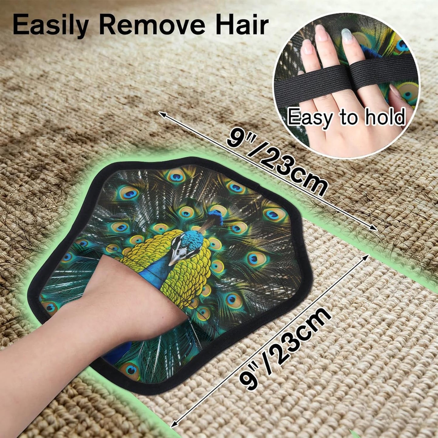 Animal Peacock Print 2Pcs Electrostatic Reusable Pet Hair
