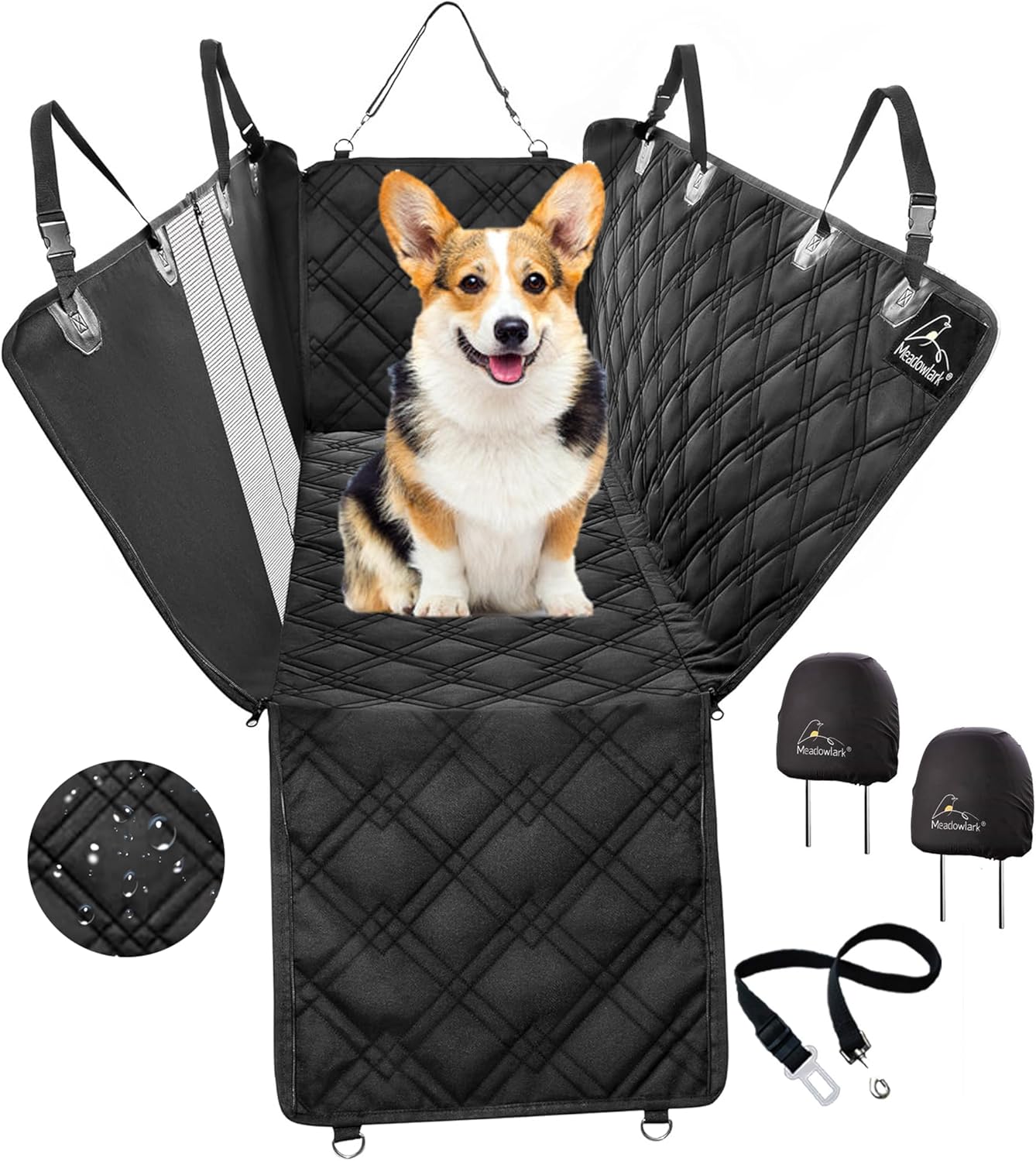 Dog Car Seat Cover with Mesh Window, Heavy-Duty Pet Seat