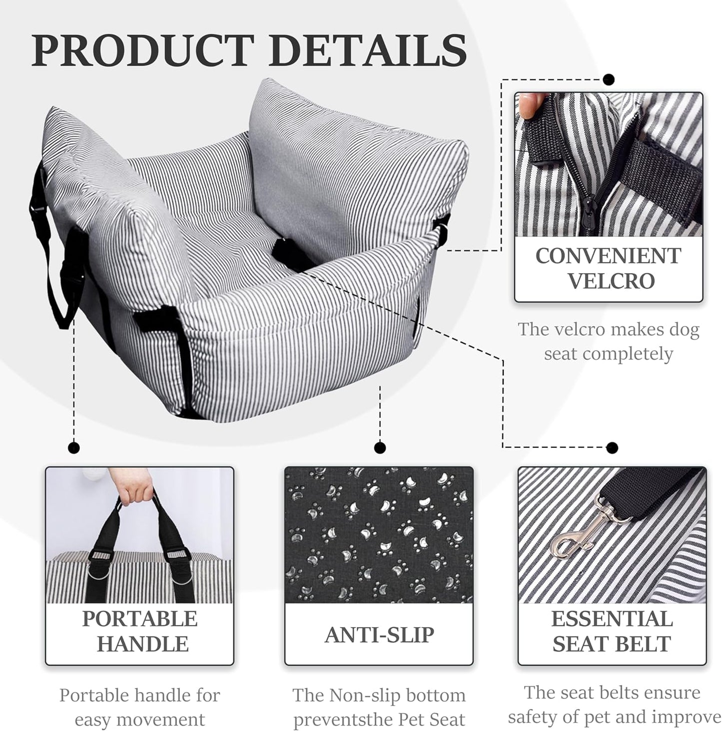 Dog Car Seat for Medium & Small Dogs - Portable Car Crate