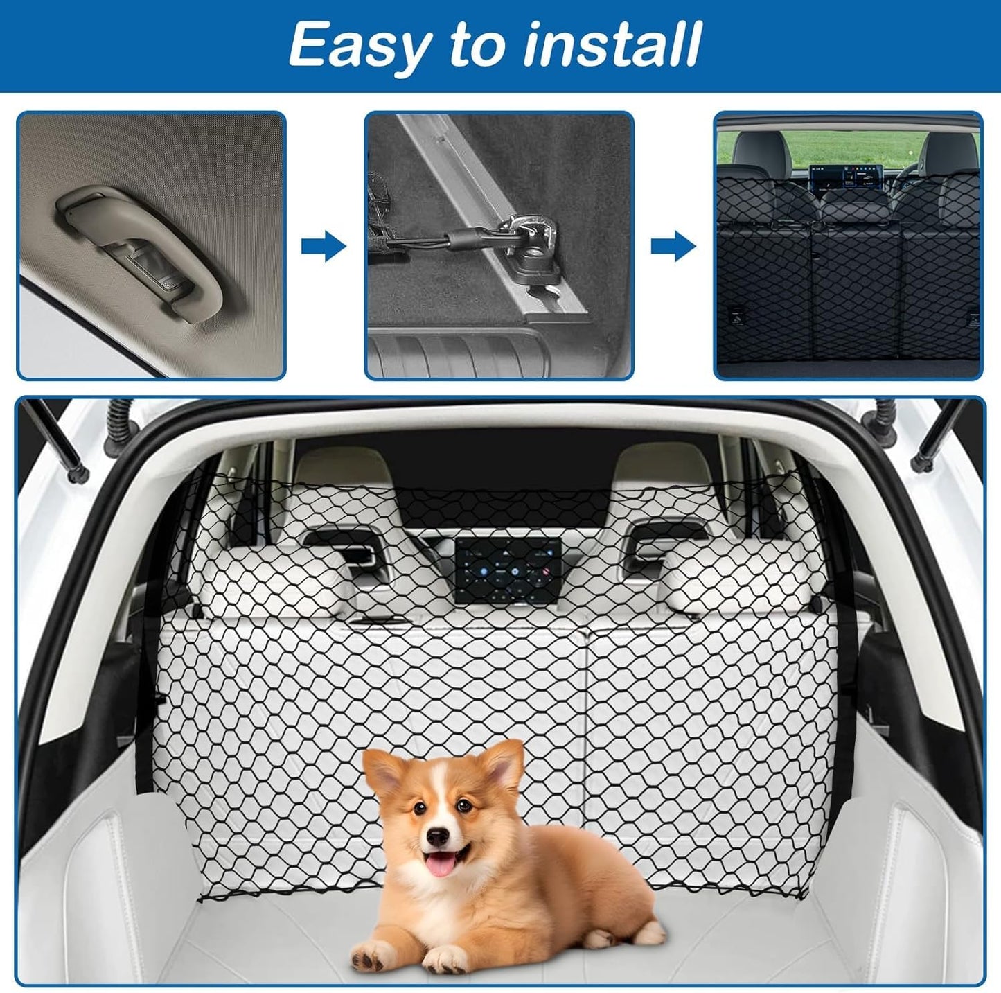Dog Car Barrier Vehicle Pet Barrier Backseat Mesh Dog Car