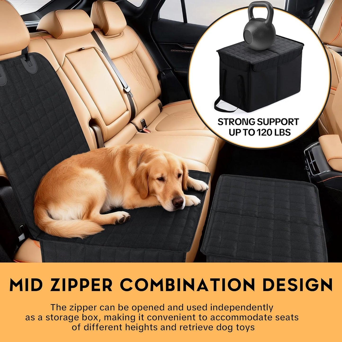 Detachable 2-in-1 Back Seat Extender for Dogs