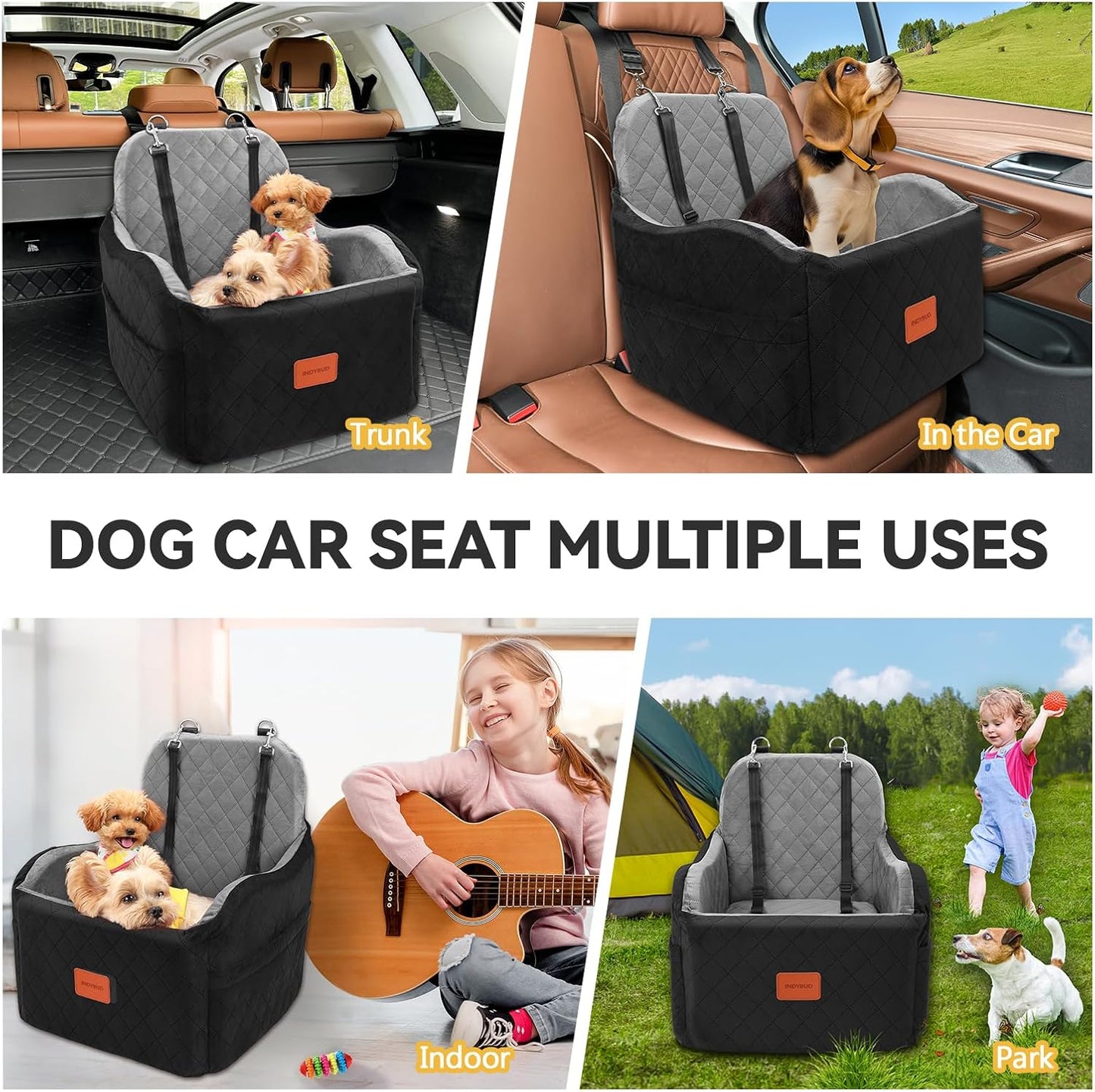 Dog Car Seat for Small & Medium Dogs, Detachable & Washable
