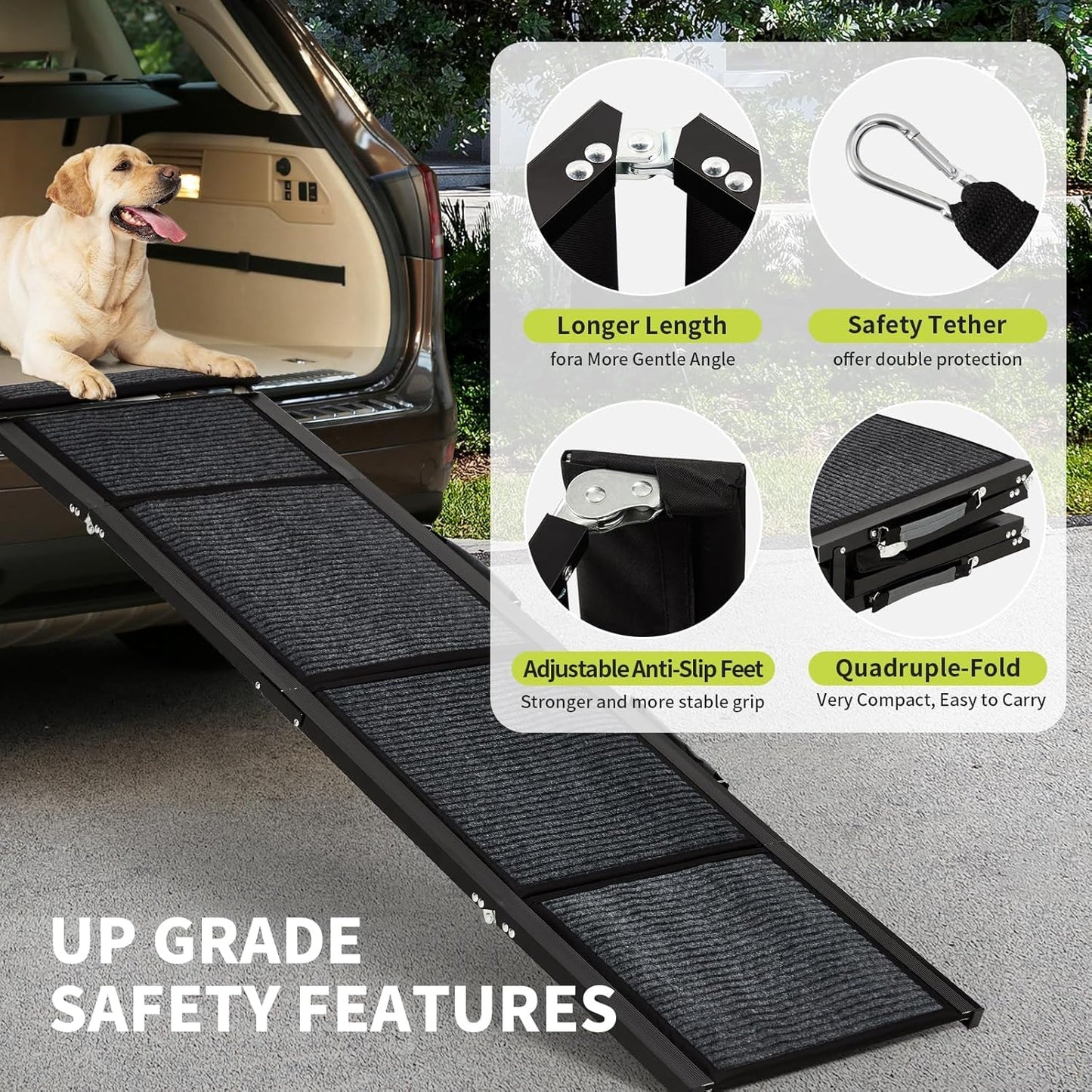 63 in Long Dog Ramp for Cars, 20 in Wide Folding Pet Ramp