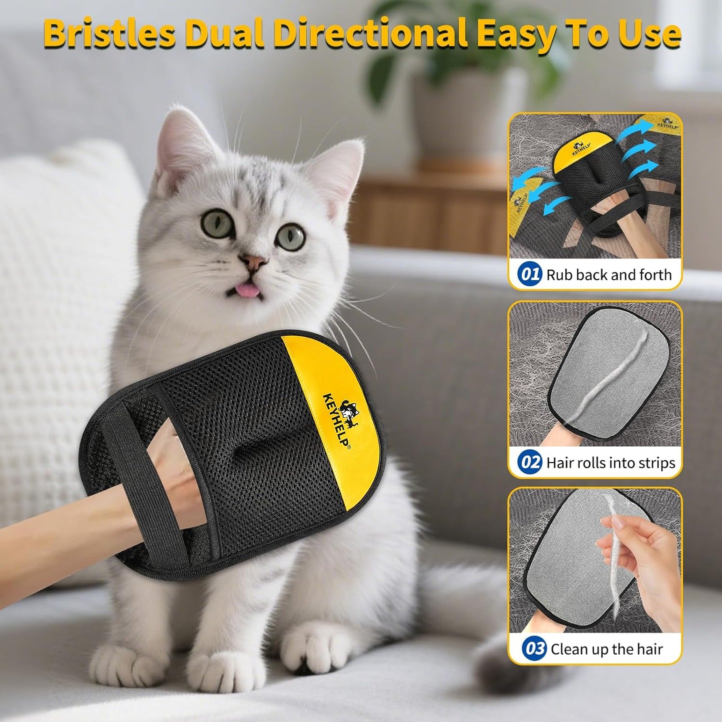 Pet Hair Removal Glove , Newly Upgraded Reusable