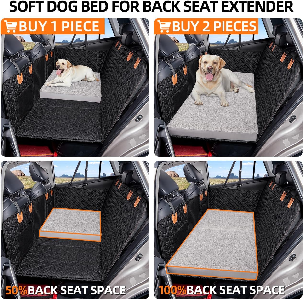 Dog Bed for Car Back Seat Extender,Waterproof Large Dog Mat