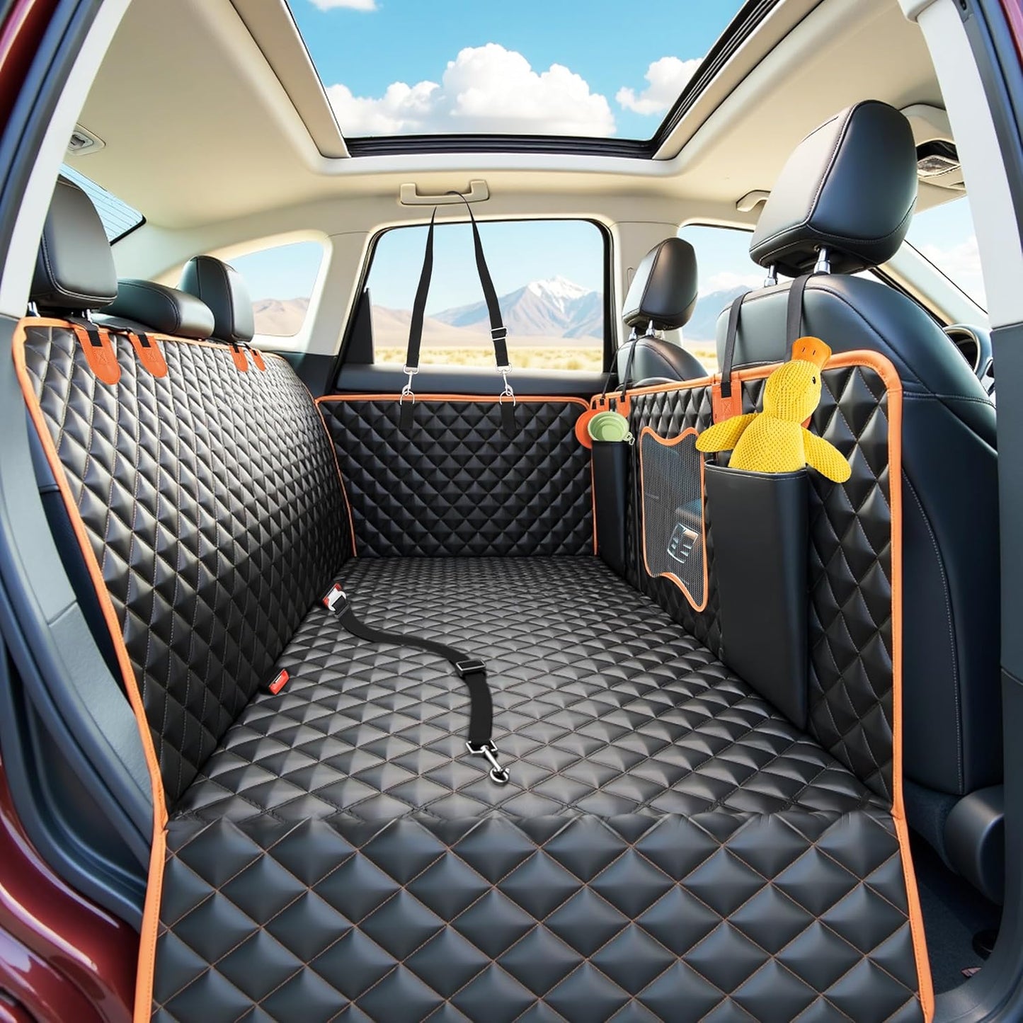 Back Seat Extender for Dogs, Dog Car Seat Cover with Hard