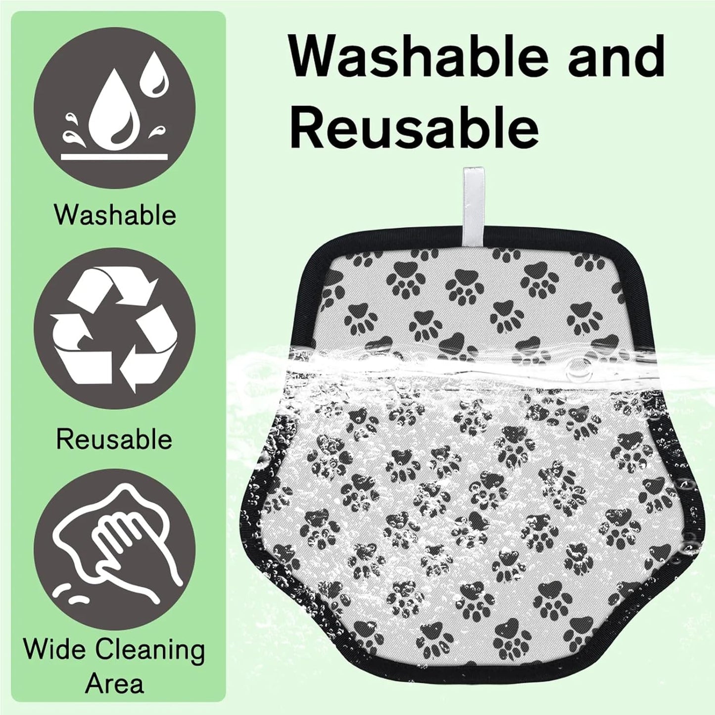 Black White Paw Print 2Pcs Electrostatic Reusable Pet Hair