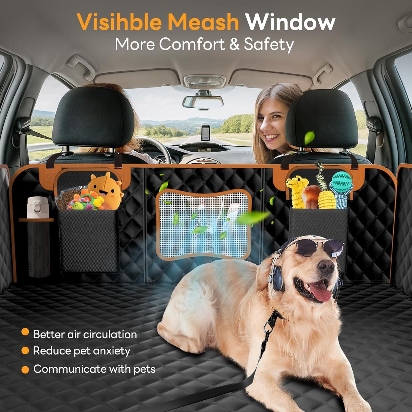Dog Car Seat Cover for Back Seat Hard Bottom - Waterproof