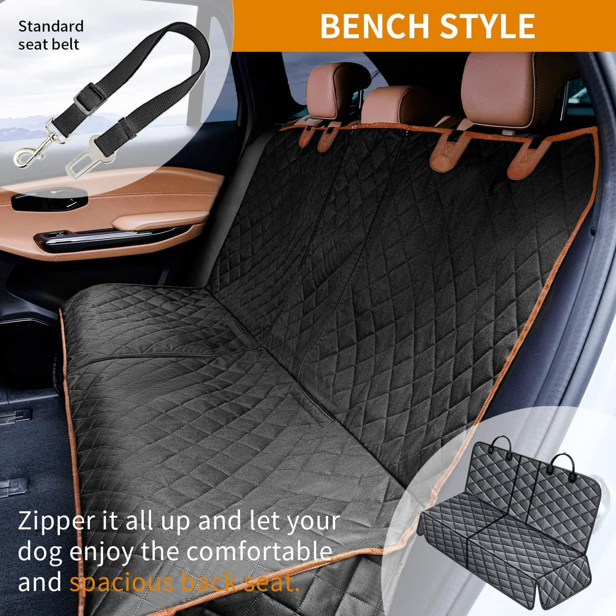 Dog Car Seat Cover for Back Seat,Conversible 2-in-1
