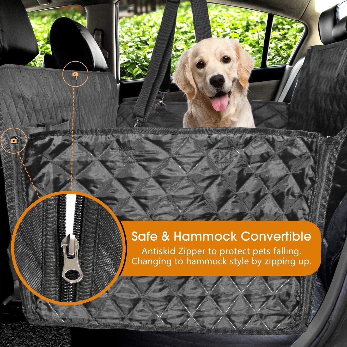 Dog Car Seat Cover for Back Seat, Nonslip Back Seat Pet