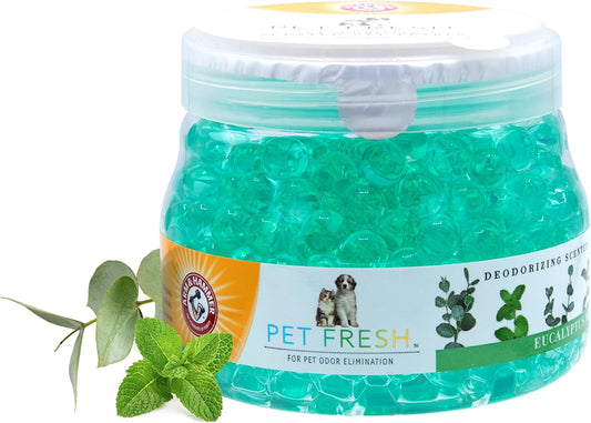 Arm & Hammer Pet Fresh Deodorizing Scented Gel Pearls, 12 Oz Odor Neutralizing Gel Beads Infused with Arm & Hammer Baking Soda, Fresh Eucalyptus Mint Scent Freshener