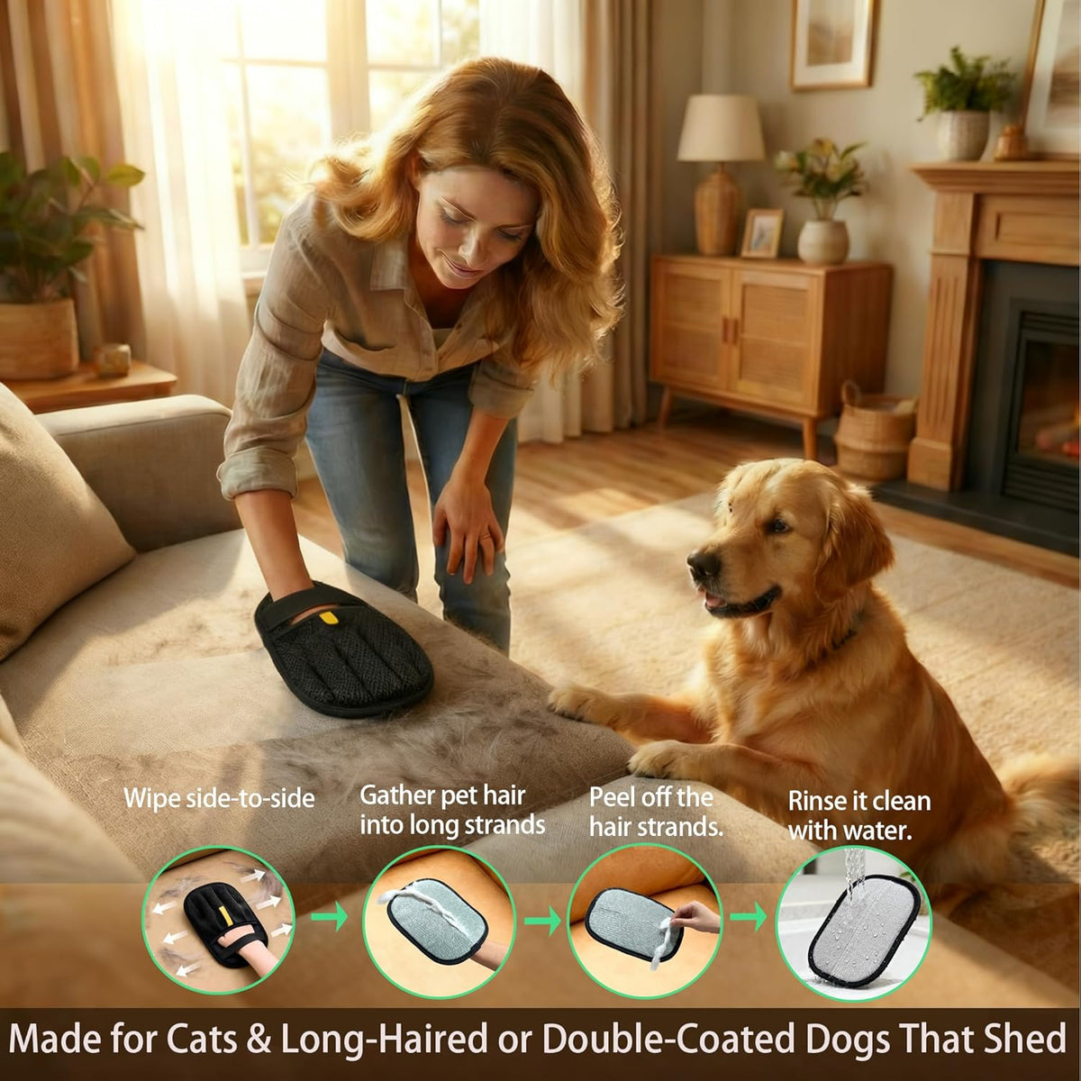 Pet Hair Removal Glove - Upgraded 10mm Thickened