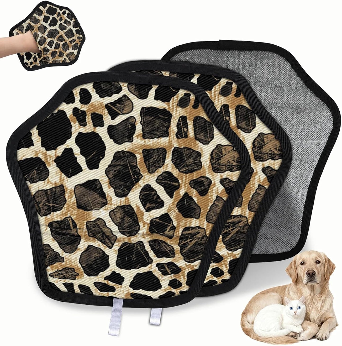 Leopard Cheetah Print 2Pcs Electrostatic Reusable Pet Hair