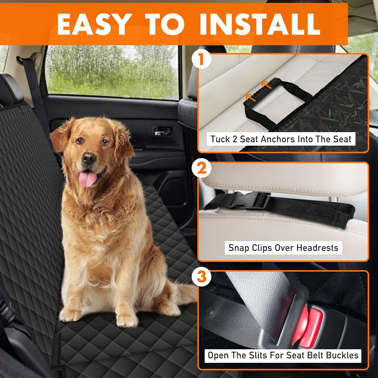 Backseat Cover for Dogs, Waterproof and Non-Slip Pet Bench