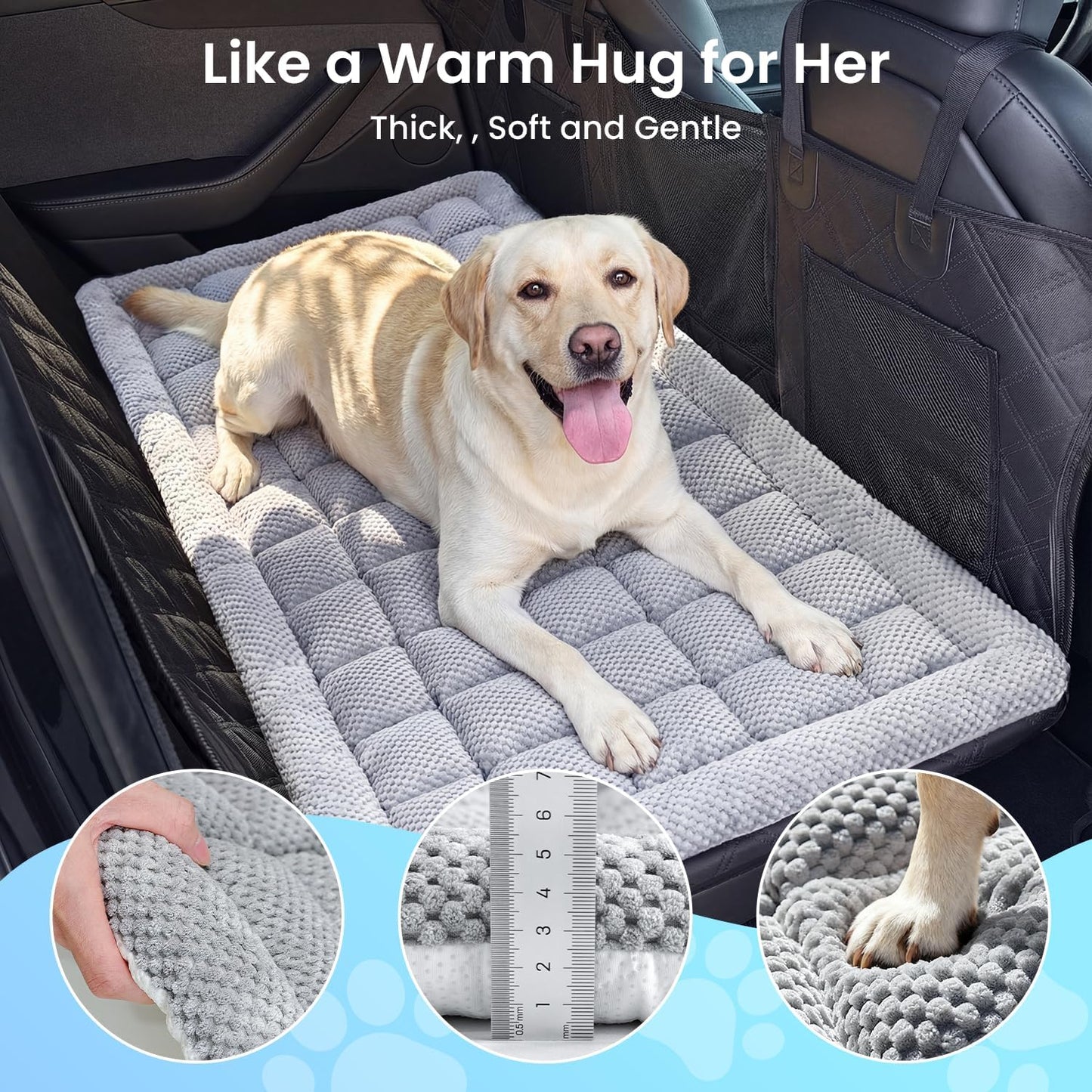 Dog Bed Mat for Car Backseat , Road Trip Bed to Fully