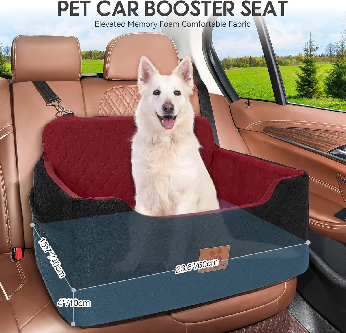 Dog Car Seat for Medium/Large Dogs, Dog Booster Seat for