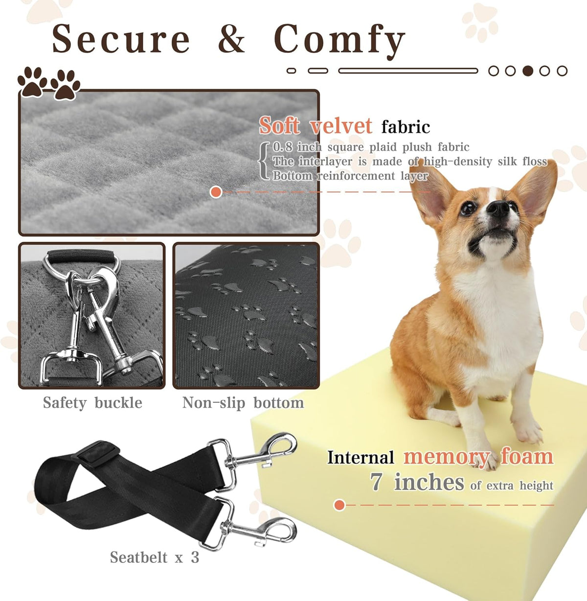 Dog Car Seat-Booster Car Seats with 7''Interior Height,Pet